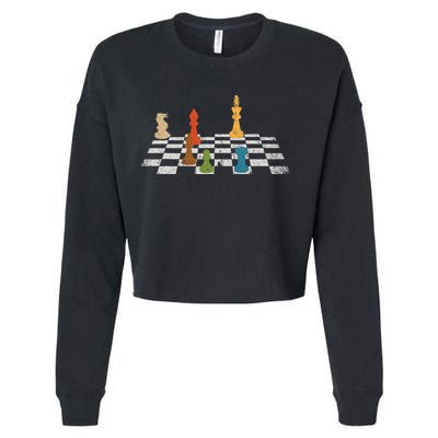 Chess Grandmaster Checkerboard Chess Board Checkmate Chess Cropped Pullover Crew