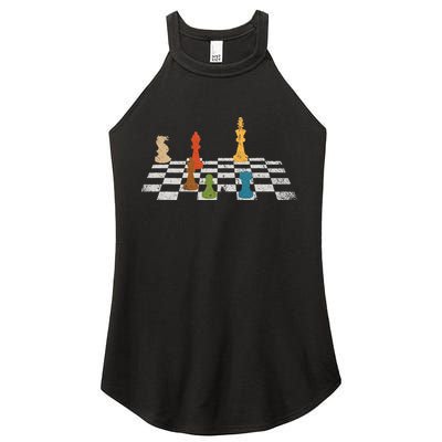 Chess Grandmaster Checkerboard Chess Board Checkmate Chess Women's Perfect Tri Rocker Tank