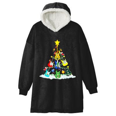 Cute Guitar Christmas Tree Music Stocking Stuffer  Hooded Wearable Blanket