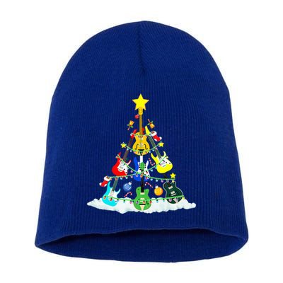 Cute Guitar Christmas Tree Music Stocking Stuffer  Short Acrylic Beanie