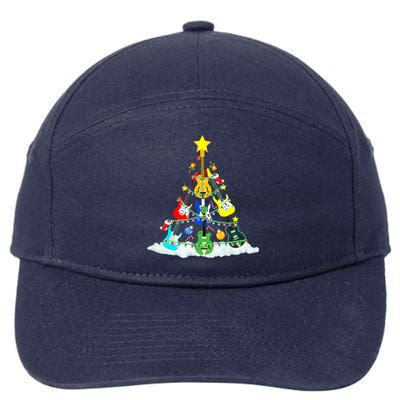 Cute Guitar Christmas Tree Music Stocking Stuffer  7-Panel Snapback Hat