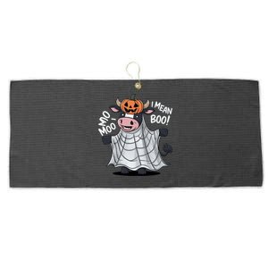 Cute Ghost Cow Moo I Mean Boo Halloween Funny Cow Lover Gift Large Microfiber Waffle Golf Towel