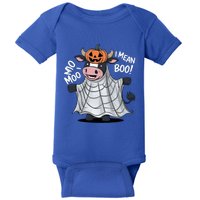 Cute Ghost Cow Moo I Mean Boo Halloween Funny Cow Lover Gift Baby Bodysuit