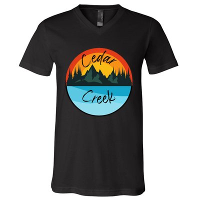 Camping Graphic Cedar Creek Graphic V-Neck T-Shirt