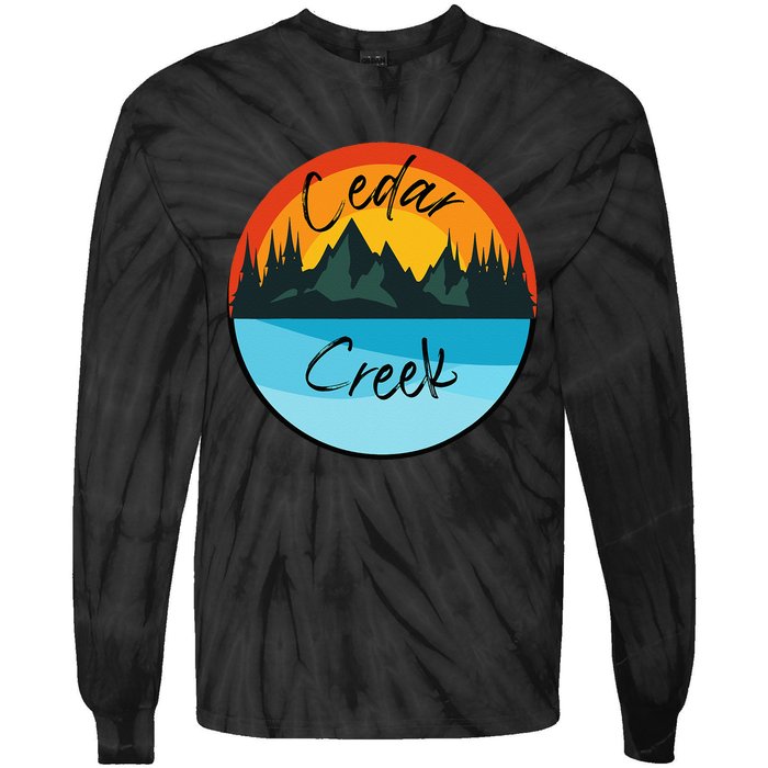 Camping Graphic Cedar Creek Graphic Tie-Dye Long Sleeve Shirt