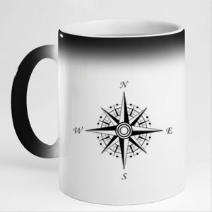 Compass Graphic 11oz Black Color Changing Mug