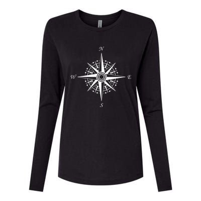 Compass Graphic Womens Cotton Relaxed Long Sleeve T-Shirt