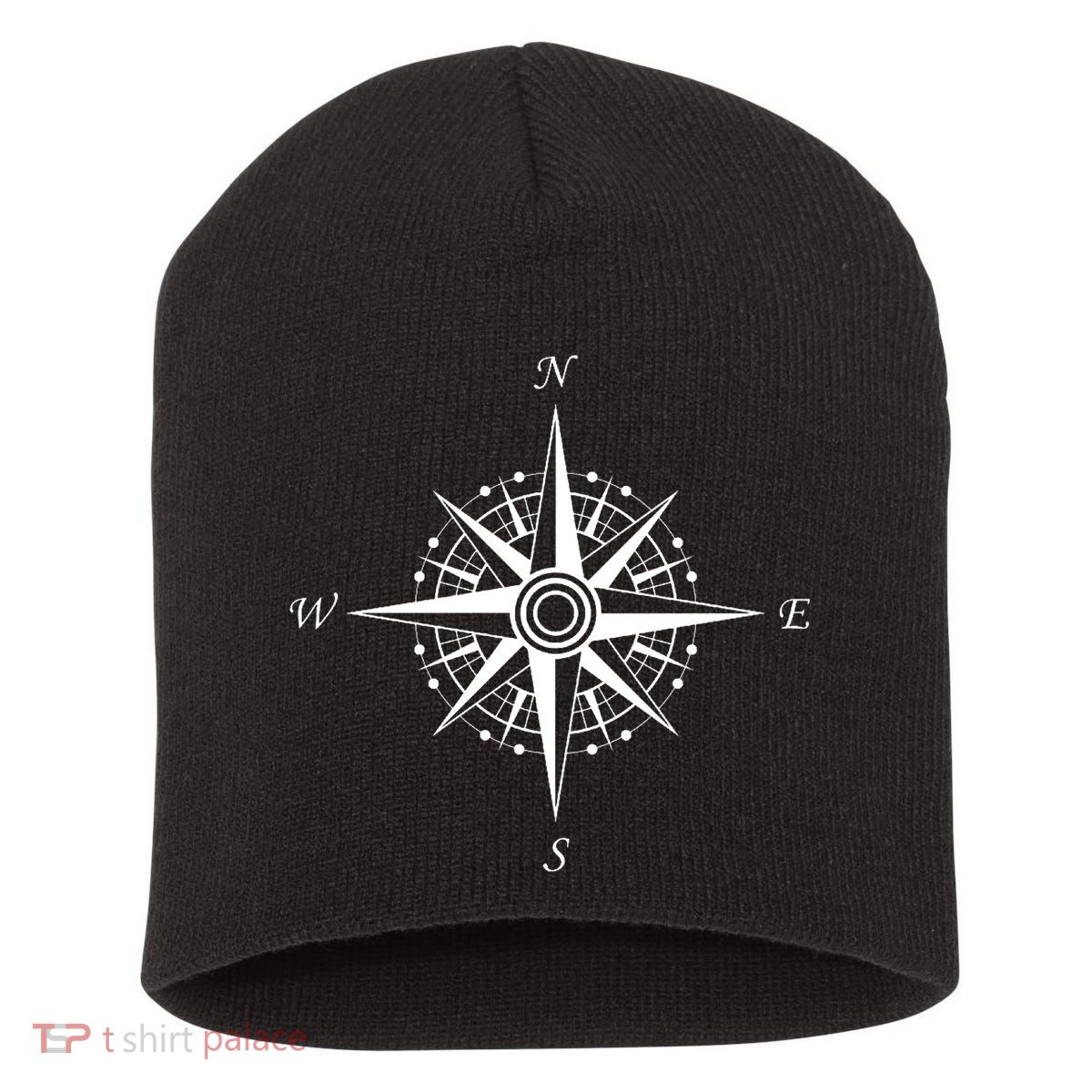 Compass Graphic Short Acrylic Beanie
