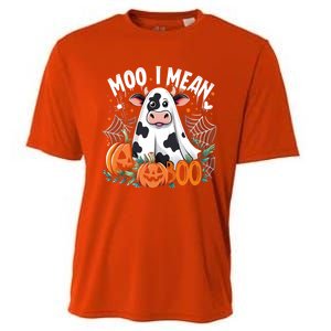 Cute Ghost Cow Moo I Mean Boo Halloween Funny Cow Lover Gift Cooling Performance Crew T-Shirt