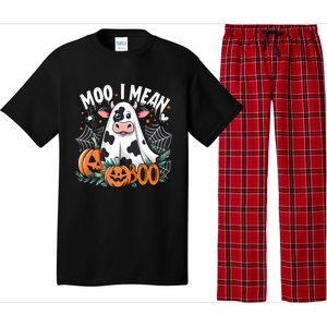 Cute Ghost Cow Moo I Mean Boo Halloween Funny Cow Lover Gift Pajama Set