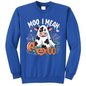 Cute Ghost Cow Moo I Mean Boo Halloween Funny Cow Lover Gift Sweatshirt