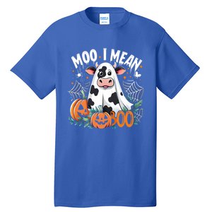 Cute Ghost Cow Moo I Mean Boo Halloween Funny Cow Lover Gift Tall T-Shirt