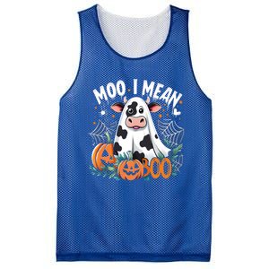 Cute Ghost Cow Moo I Mean Boo Halloween Funny Cow Lover Gift Mesh Reversible Basketball Jersey Tank