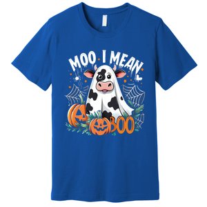 Cute Ghost Cow Moo I Mean Boo Halloween Funny Cow Lover Gift Premium T-Shirt