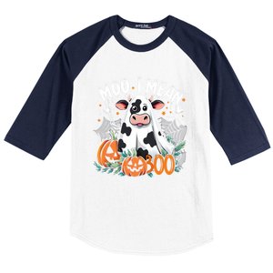 Cute Ghost Cow Moo I Mean Boo Halloween Funny Cow Lover Gift Baseball Sleeve Shirt