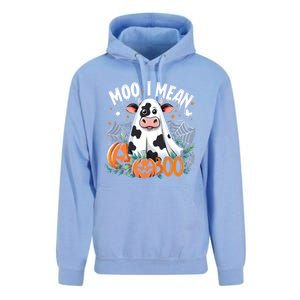 Cute Ghost Cow Moo I Mean Boo Halloween Funny Cow Lover Gift Unisex Surf Hoodie