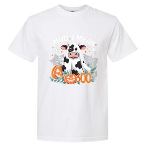 Cute Ghost Cow Moo I Mean Boo Halloween Funny Cow Lover Gift Garment-Dyed Heavyweight T-Shirt