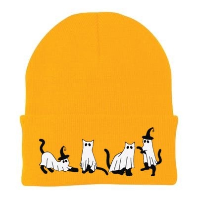 Cute Ghost Cats Funny Halloween Black Cats Knit Cap Winter Beanie