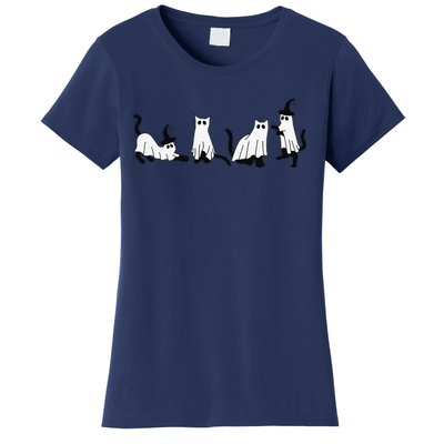 Cute Ghost Cats Funny Halloween Black Cats Women's T-Shirt