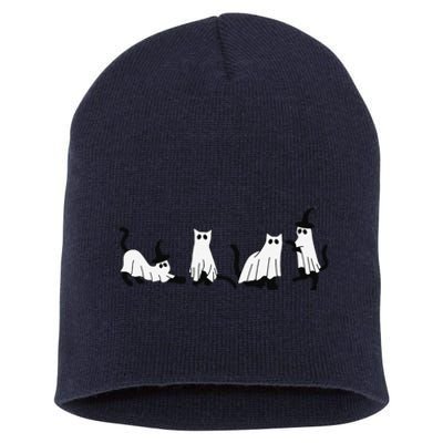 Cute Ghost Cats Funny Halloween Black Cats Short Acrylic Beanie