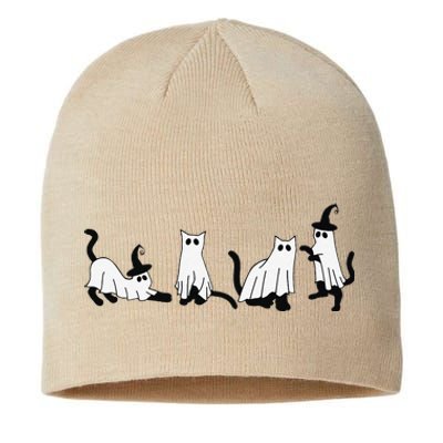 Cute Ghost Cats Funny Halloween Black Cats Sustainable Beanie