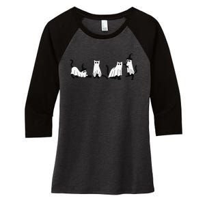 Cute Ghost Cats Funny Halloween Black Cats Women's Tri-Blend 3/4-Sleeve Raglan Shirt