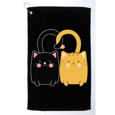 Cute Ginger Cat Black Kitten Love Valentines Day Women Platinum Collection Golf Towel