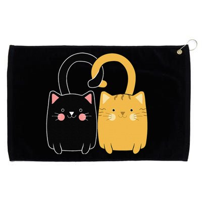 Cute Ginger Cat Black Kitten Love Valentines Day Women Grommeted Golf Towel