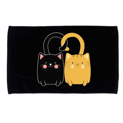 Cute Ginger Cat Black Kitten Love Valentines Day Women Microfiber Hand Towel