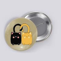 Cute Ginger Cat Black Kitten Love Valentines Day Women Button