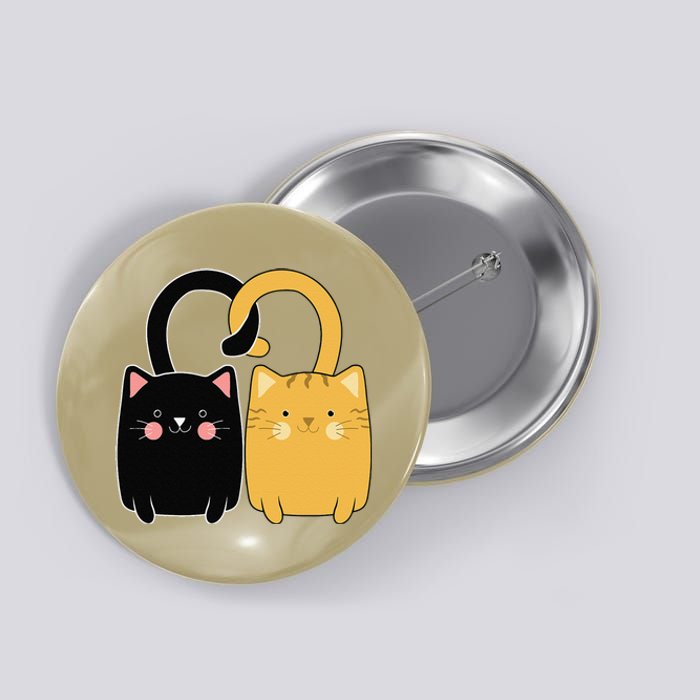 Cute Ginger Cat Black Kitten Love Valentines Day Women Button