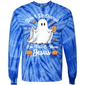 Cute Ghost Christian Halloween Falloween Jesus Pumpkin Cool Gift Tie-Dye Long Sleeve Shirt