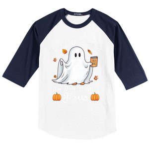 Cute Ghost Christian Halloween Falloween Jesus Pumpkin Cool Gift Baseball Sleeve Shirt