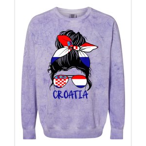 Croatian Girl Croatian Woman Proud Croatia Flag Hrvatska Colorblast Crewneck Sweatshirt