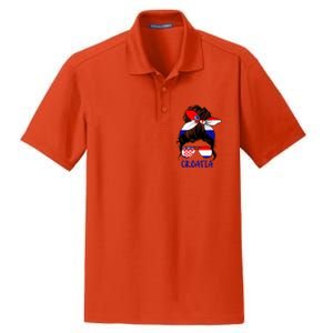 Croatian Girl Croatian Woman Proud Croatia Flag Hrvatska Dry Zone Grid Polo