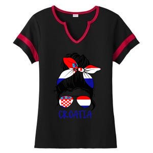 Croatian Girl Croatian Woman Proud Croatia Flag Hrvatska Ladies Halftime Notch Neck Tee