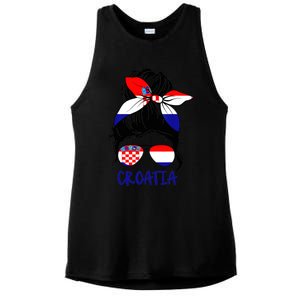 Croatian Girl Croatian Woman Proud Croatia Flag Hrvatska Ladies PosiCharge Tri-Blend Wicking Tank