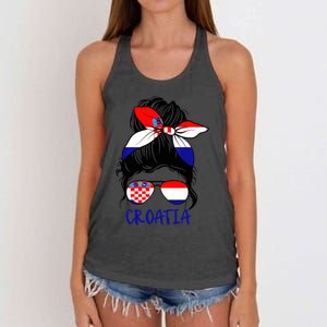 Croatian Girl Croatian Woman Proud Croatia Flag Hrvatska Women's Knotted Racerback Tank