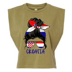 Croatian Girl Croatian Woman Proud Croatia Flag Hrvatska Garment-Dyed Women's Muscle Tee