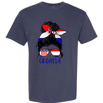 Croatian Girl Croatian Woman Proud Croatia Flag Hrvatska Garment-Dyed Heavyweight T-Shirt