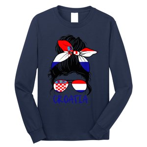 Croatian Girl Croatian Woman Proud Croatia Flag Hrvatska Long Sleeve Shirt