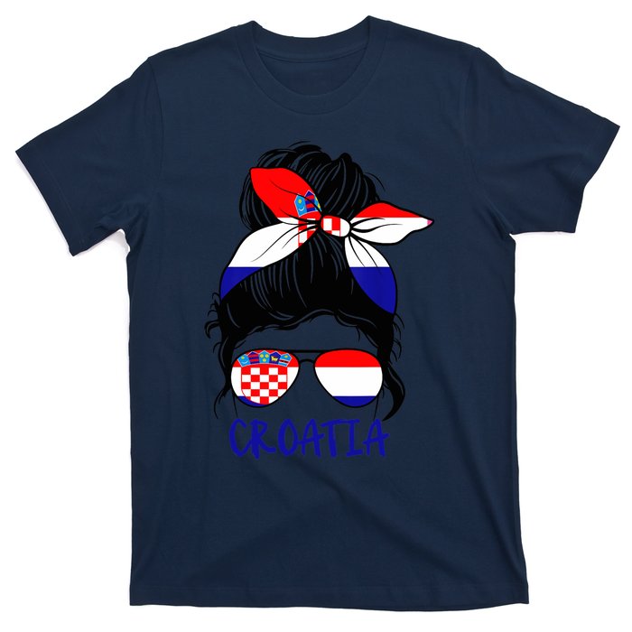 Croatian Girl Croatian Woman Proud Croatia Flag Hrvatska T-Shirt