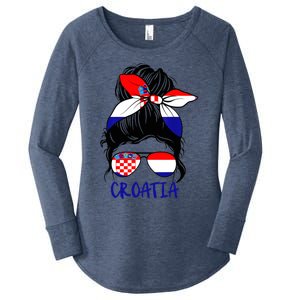 Croatian Girl Croatian Woman Proud Croatia Flag Hrvatska Women's Perfect Tri Tunic Long Sleeve Shirt