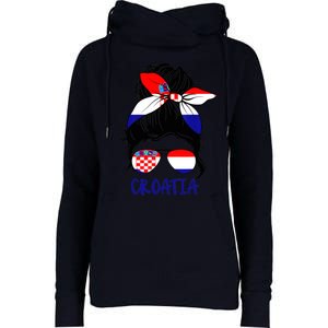 Croatian Girl Croatian Woman Proud Croatia Flag Hrvatska Womens Funnel Neck Pullover Hood