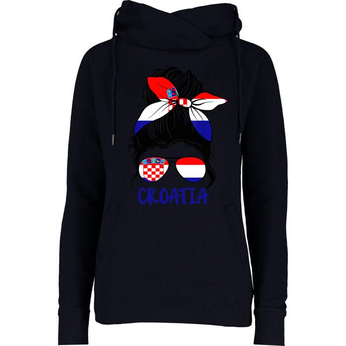 Croatian Girl Croatian Woman Proud Croatia Flag Hrvatska Womens Funnel Neck Pullover Hood