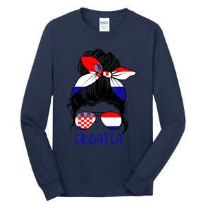 Croatian Girl Croatian Woman Proud Croatia Flag Hrvatska Tall Long Sleeve T-Shirt