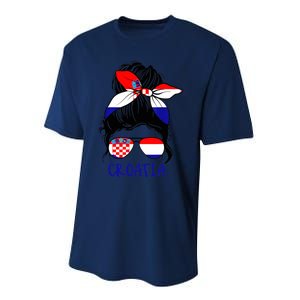 Croatian Girl Croatian Woman Proud Croatia Flag Hrvatska Performance Sprint T-Shirt