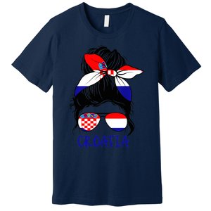 Croatian Girl Croatian Woman Proud Croatia Flag Hrvatska Premium T-Shirt