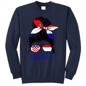 Croatian Girl Croatian Woman Proud Croatia Flag Hrvatska Tall Sweatshirt