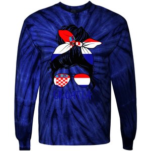 Croatian Girl Croatian Woman Proud Croatia Flag Hrvatska Tie-Dye Long Sleeve Shirt